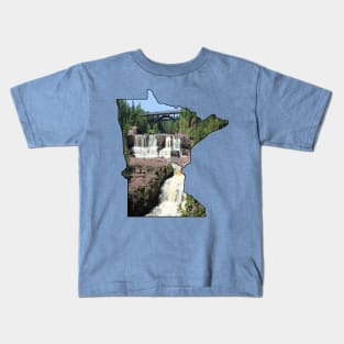 Minnesota State Outline (Gooseberry Falls State Park) Kids T-Shirt